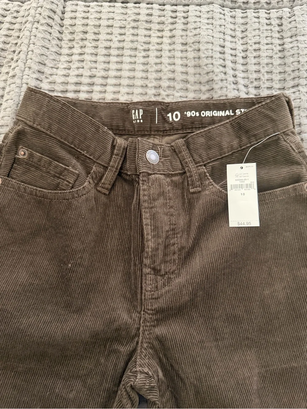 Gap Boys Corduroy Pants Brown Size 10 Straight Leg Adjustable Waist NWT
